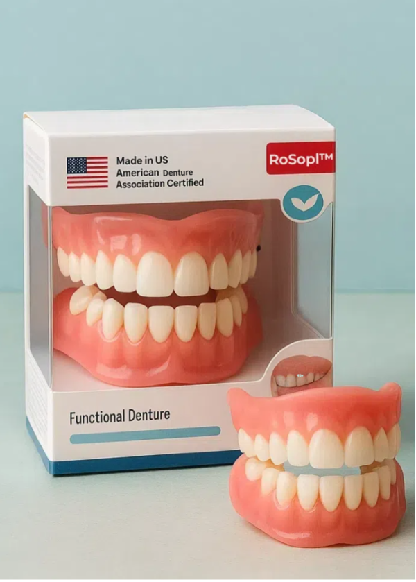 ROSOPL™ Functional Dentures – Dentist Recommended for Seniors 45+ | Made in USA | FDA Cleared