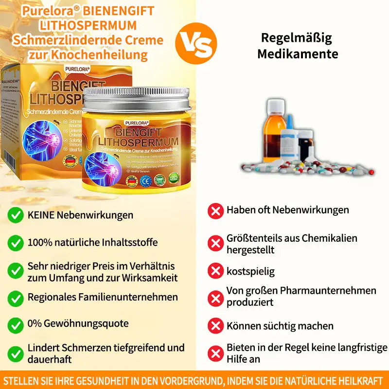 🐝 Offizieller Online-Shop丨Purelora® Bee Venom & Lithospermum Comfort Cream Wenn Gehen, Stehen oder Schlafen unangenehm wird — tägliche Schmerzlinderung & Knochenkomfort für ältere Erwachsene