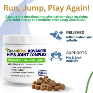 GreenKiss® Advanced Hip & Joint Complex Soft Chews | Turmeric + HA + Collagen