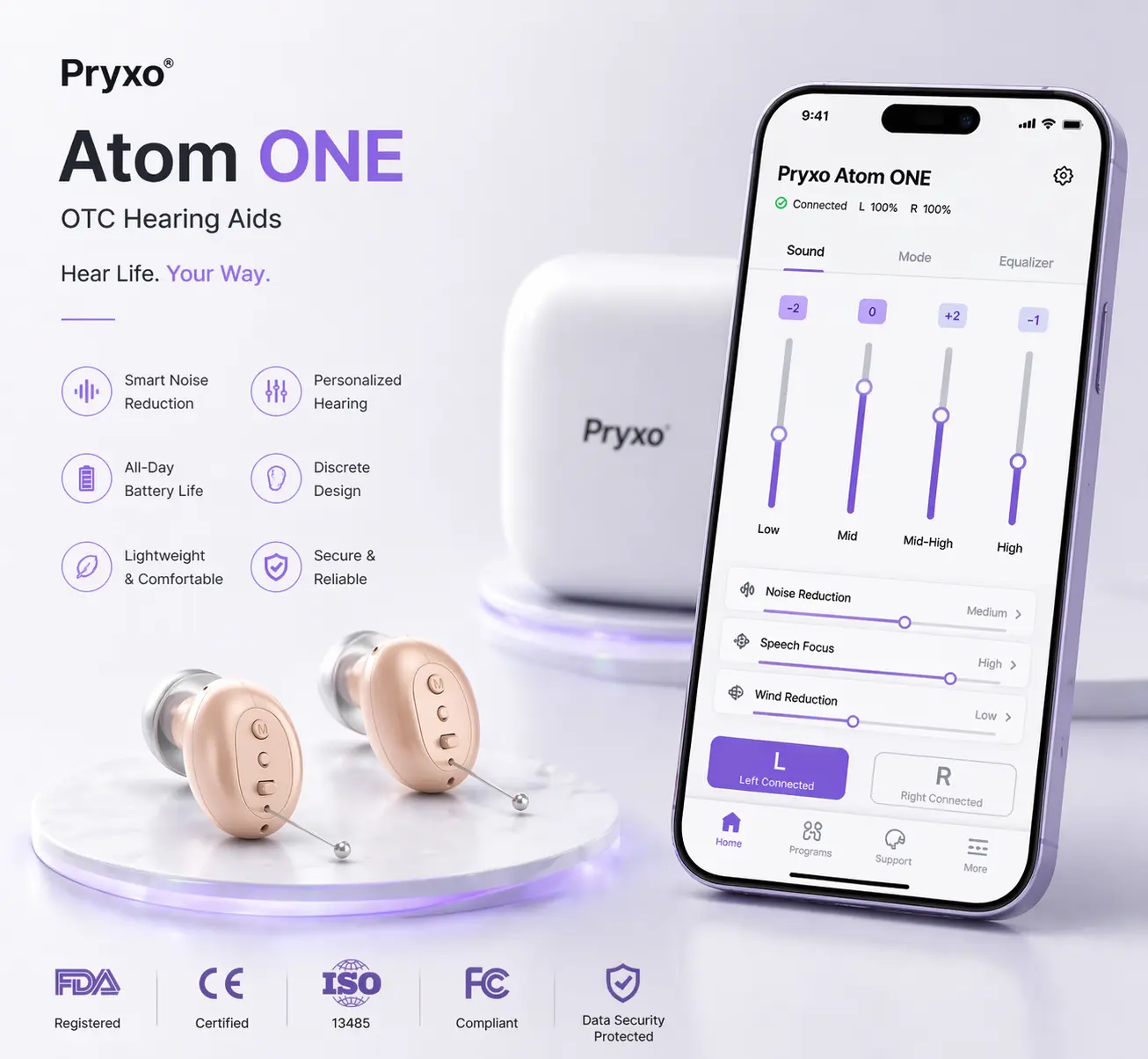 Pryxo™ Atom ONE Hearing Aid 2026 | Clear Hearing OTC