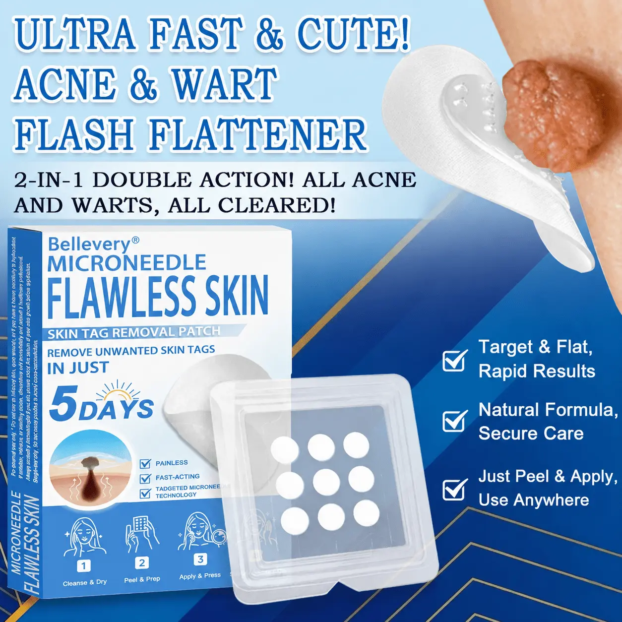 Bellevery® 2-in-1 Microneedle + Hydrocolloid Skin Patch Repair System