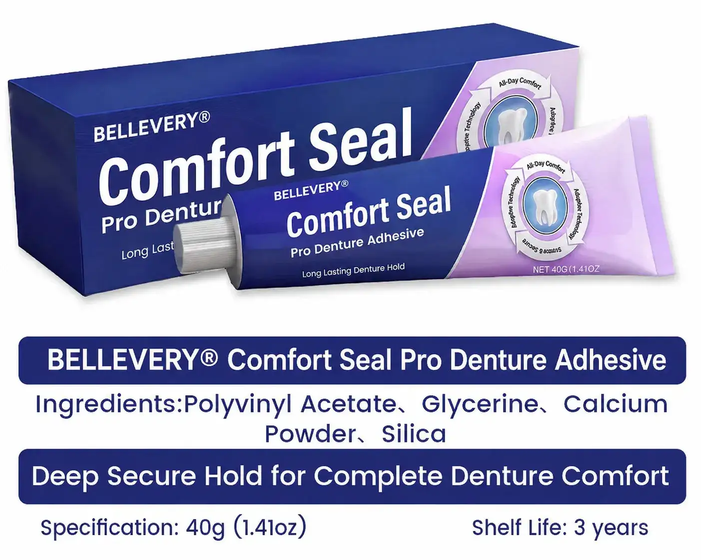 Bellevery® Comfort Seal Pro Denture Adhesive
