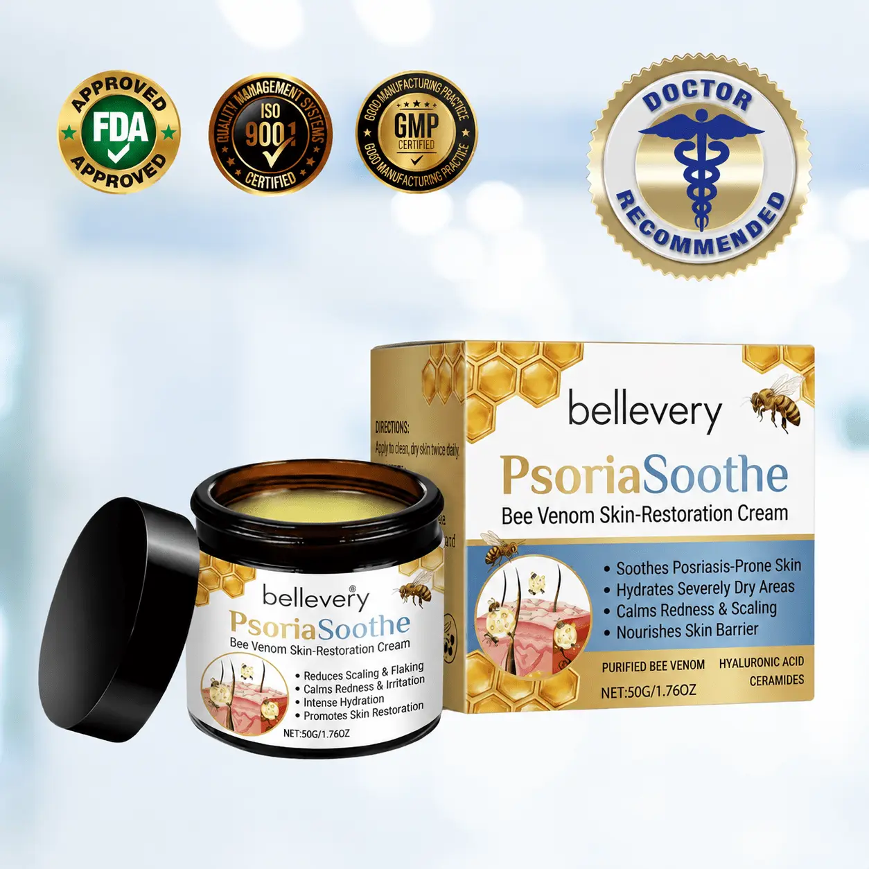 Bellevery® PsoriaSoothe Bee Venom Skin-Restoration Cream