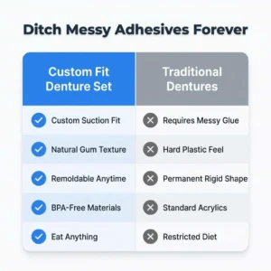 Custom Fit Denture Set | Adhesive-Free Suction Fit Dentures