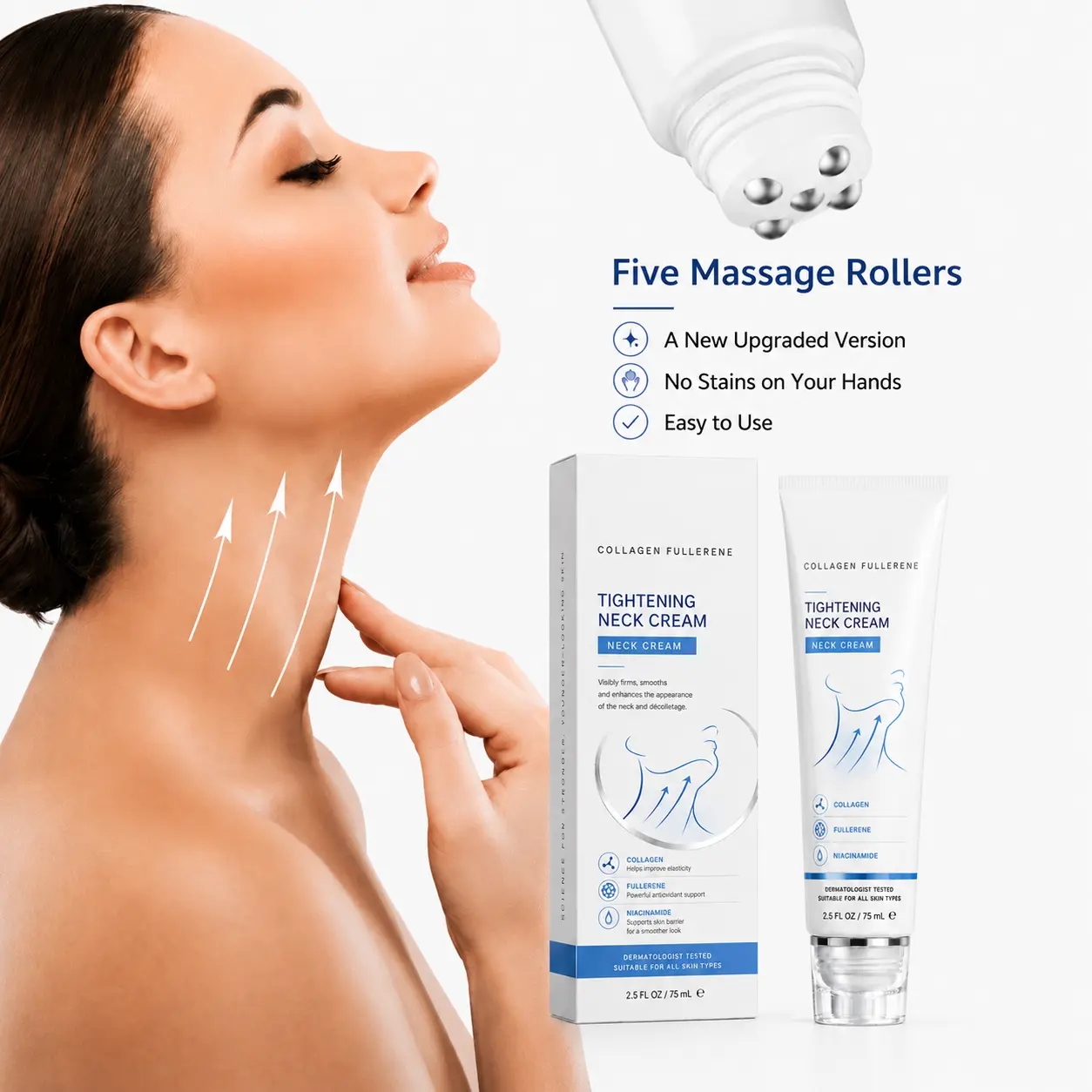 Instant Neck Firming Cream with 5-Ball Roller & Retinol