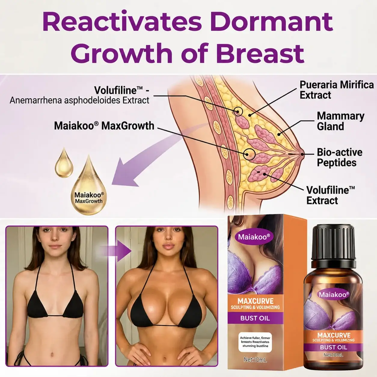 Maiakoo® MaxCurve Sculpting & Volumizing Bust Oil
