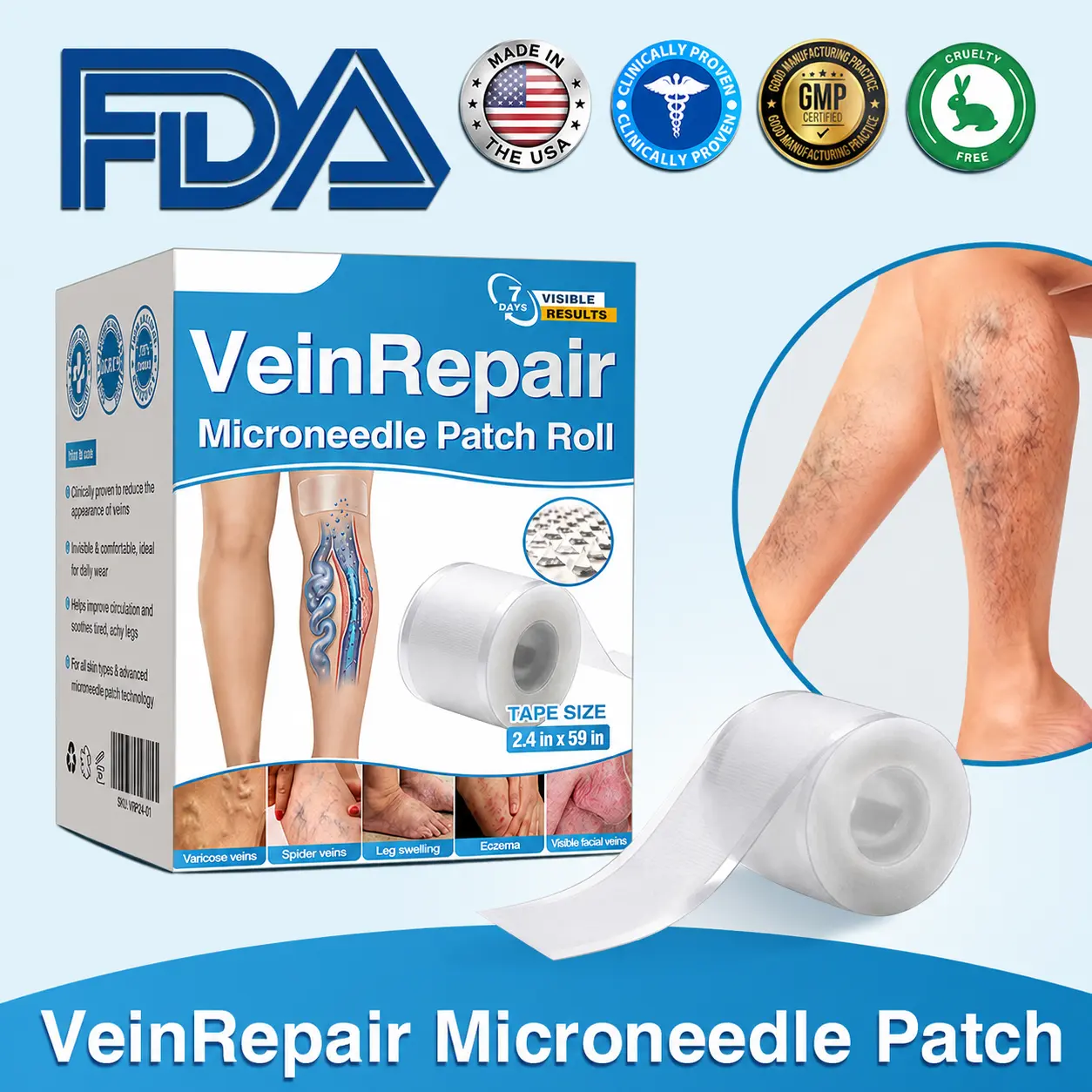 NEYEROS® VeinRepair Microneedle Patch Roll | Spider Vein Care