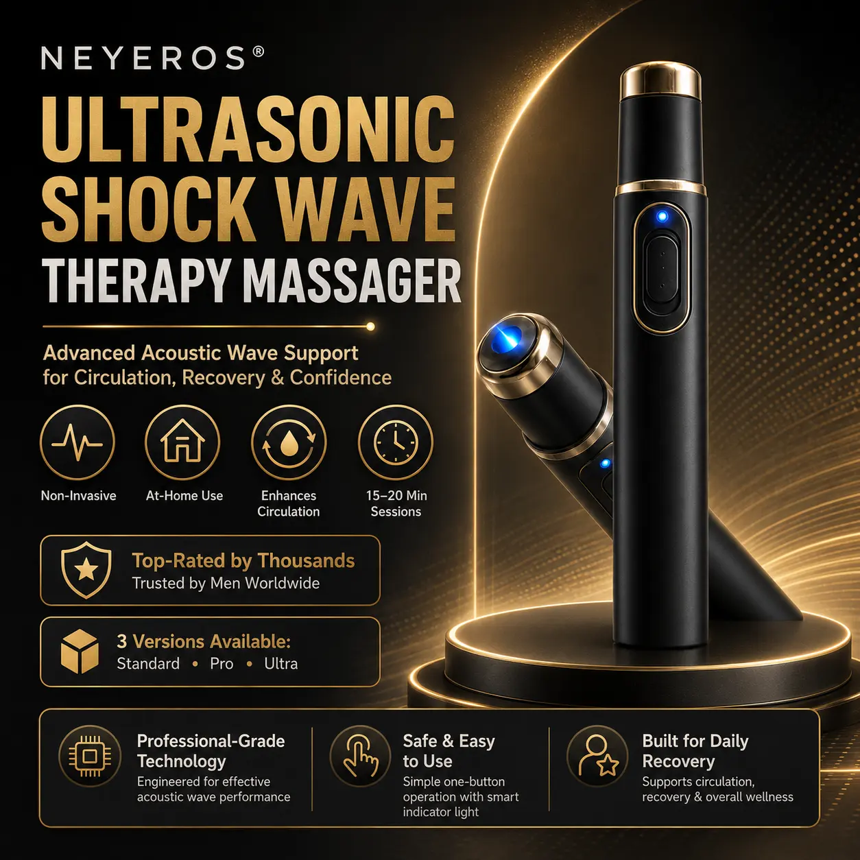 Ultrasonic Shock Wave Therapy Massager for Deep Tissue Relief