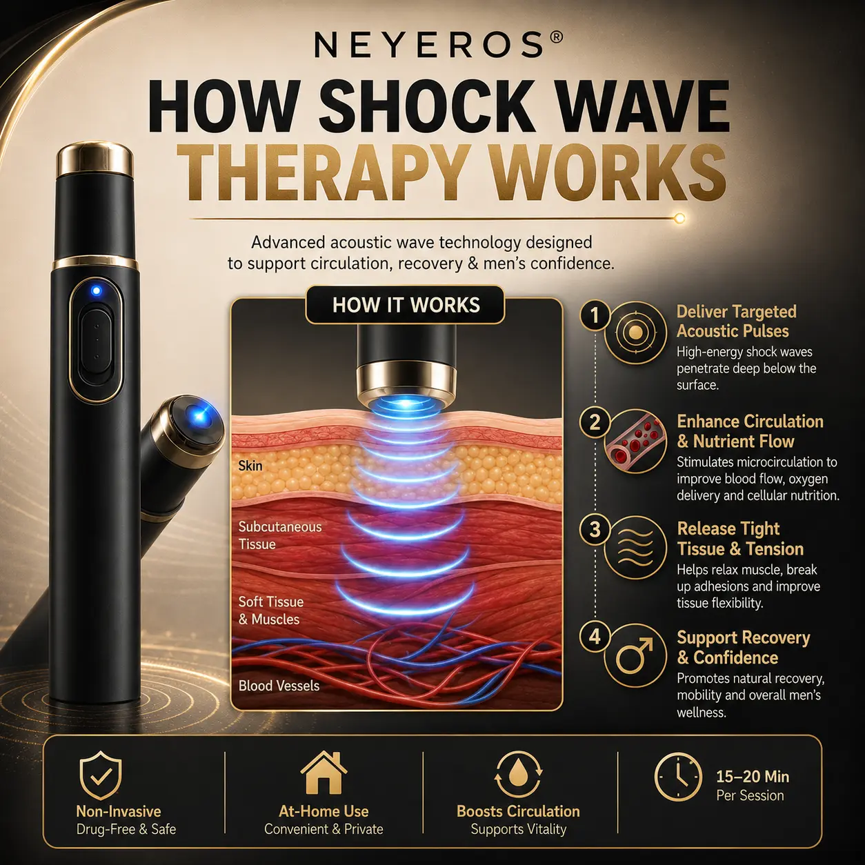 Ultrasonic Shock Wave Therapy Massager for Deep Tissue Relief