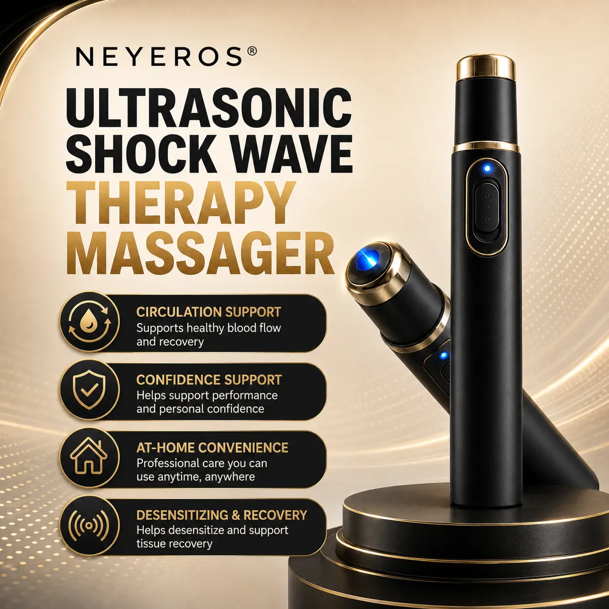Ultrasonic Shock Wave Therapy Massager for Deep Tissue Relief