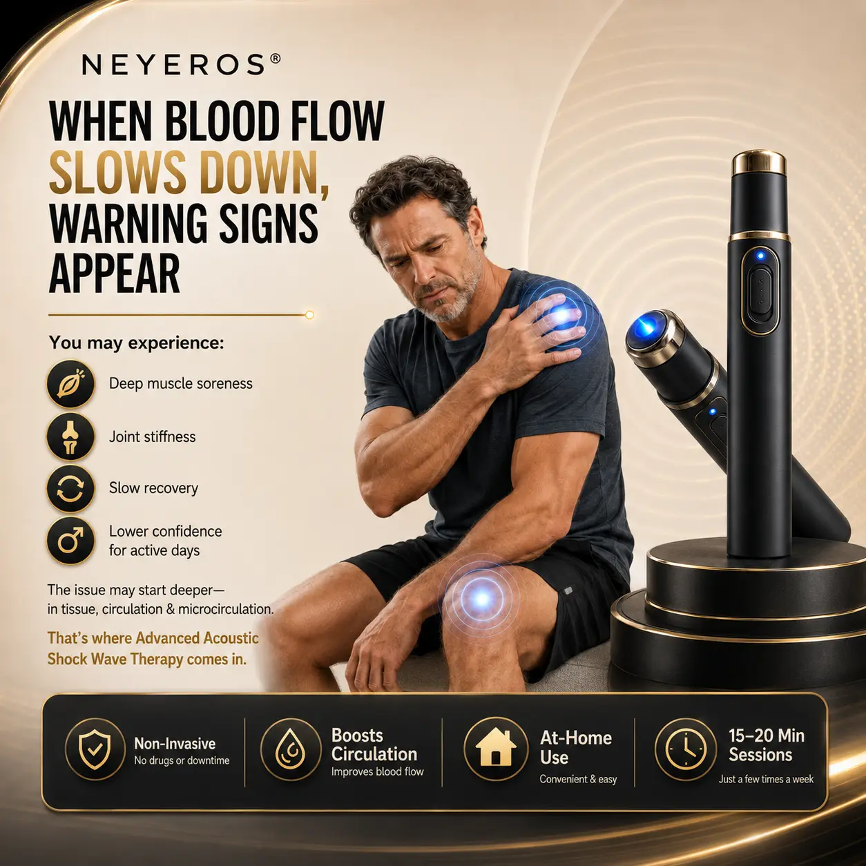 Ultrasonic Shock Wave Therapy Massager for Deep Tissue Relief