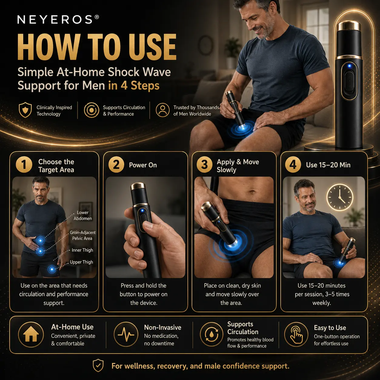 Ultrasonic Shock Wave Therapy Massager for Deep Tissue Relief
