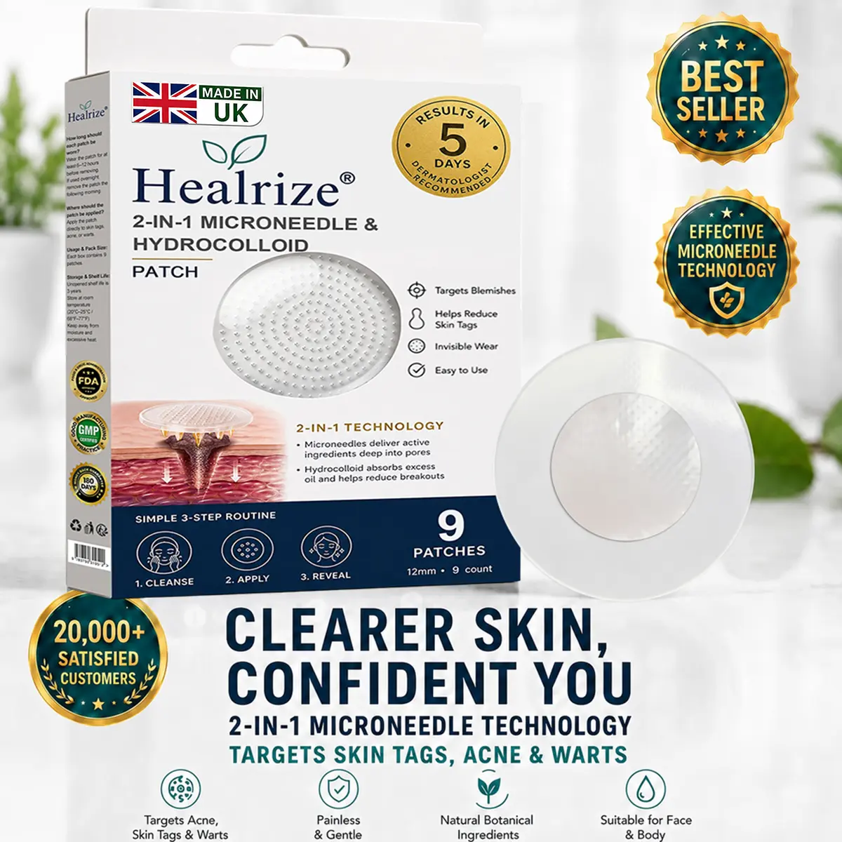 Healrize® 2-in-1 Microneedle & Hydrocolloid Patch
