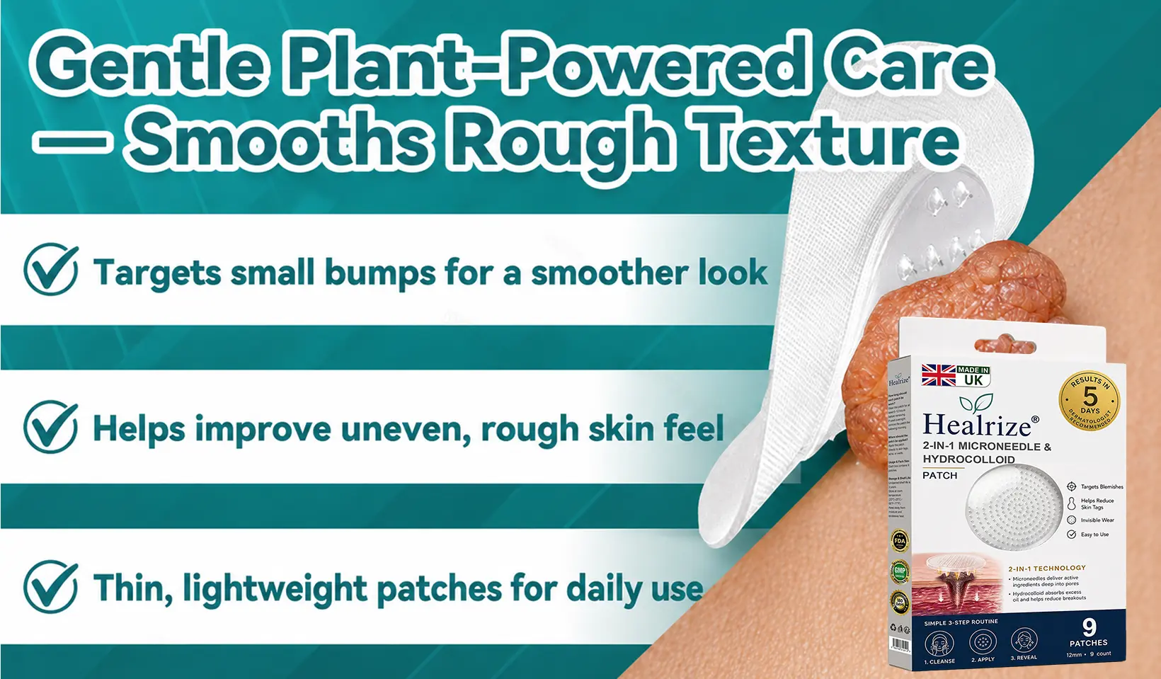 Healrize® 2-in-1 Microneedle & Hydrocolloid Patch